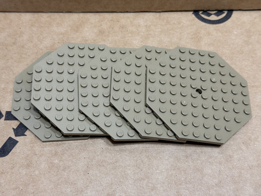 LEGO Parts - Dark Tan Plate 10 x 10 Octagonal with Hole - No 89523 - QTY 5