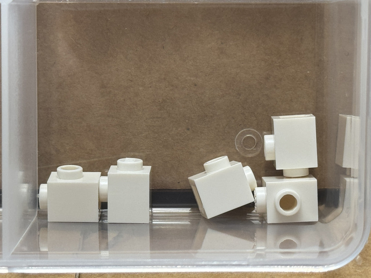 LEGO Parts - White Brick, Modified 1 x 1 with Stud on Side - No 87087 - QTY 5