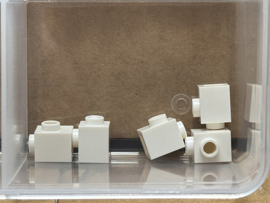 LEGO Parts - White Brick, Modified 1 x 1 with Stud on Side - No 87087 - QTY 5