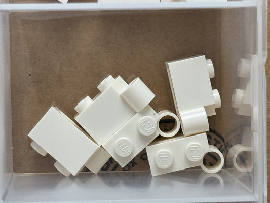 LEGO Parts - White Hinge Brick 1 x 4 Swivel Base - No 3831 - QTY 5