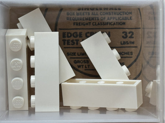 LEGO Parts - White Brick 1 x 4 - No 3010 - QTY 5