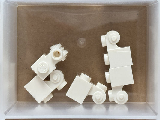 LEGO Parts - White Brick 1 x 1 with Scroll with Hollow Stud - No 20310 - QTY 5