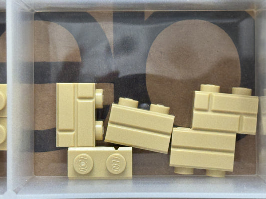 LEGO Parts - Tan Brick, Modified 1 x 2 with Masonry Profile - No 98283 - QTY 5