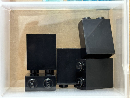 LEGO Parts - Black Brick 1 x 2 x 2 with Inside Stud Holder - No 3245c - QTY 5