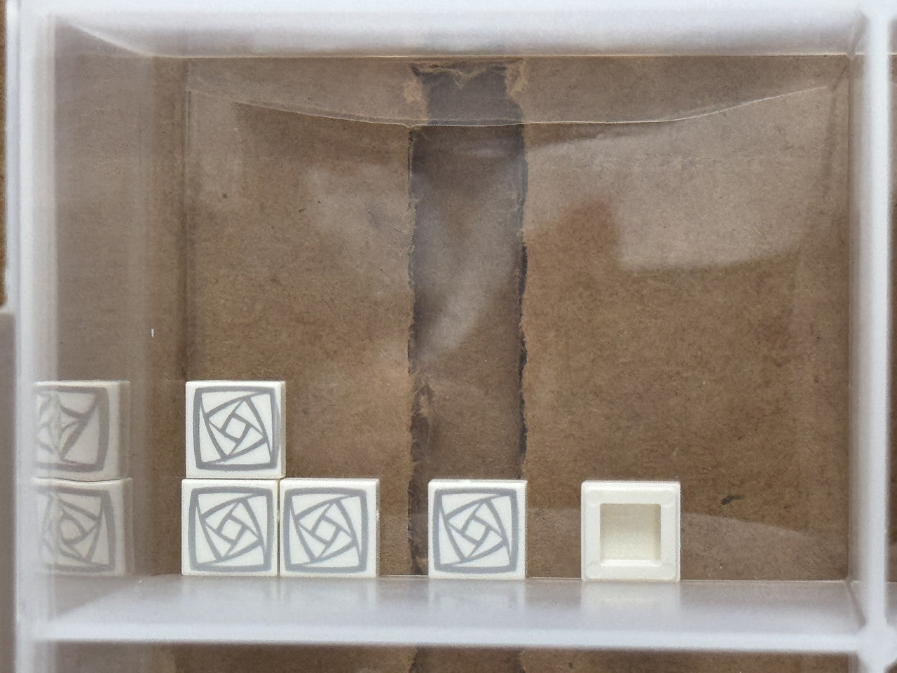 LEGO Parts - White Tile 1 x 1 Silver Rotating Squares - No 3070pb347 - QTY 5