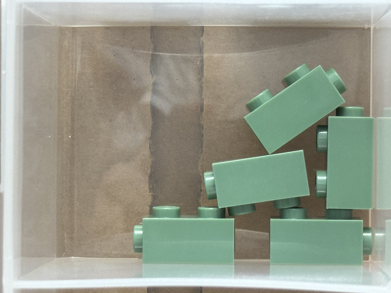 LEGO Parts - Sand Green Brick 1 x 1 x 1 2/3 Studs on Side - No 32952 - QTY 5