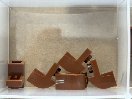 LEGO Parts - Reddish Brown Slope, Curved 2 x 1 x 1 1/3 - No 6091 - QTY 5