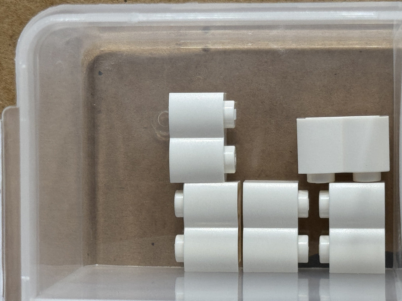 LEGO Parts - White Brick, Modified 1 x 2 with Log Profile - No 30136 - QTY 5