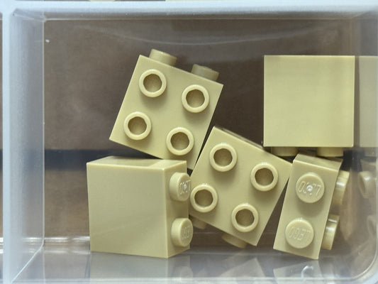 LEGO Parts - Tan Brick 1 x 2 x 1 2/3 with Studs on Side - No 22885 - QTY 5