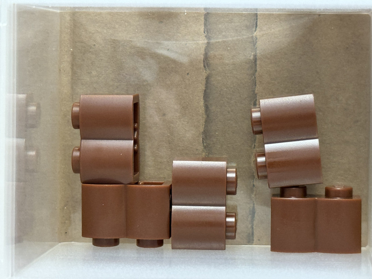 LEGO Parts - Reddish Brown Brick 1 x 2 with Log Profile - No 30136 - QTY 5