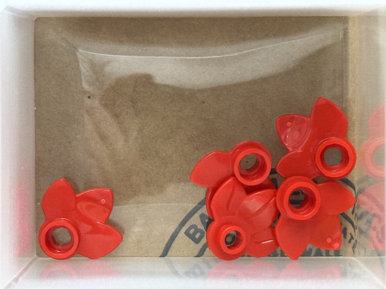LEGO Parts - Red Plant Plate, Round 1 x 1 3 Layered Leaves - No 32607 - QTY 5