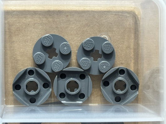 LEGO Parts - Dark Bluish Gray Plate, Round 2 x 2 Axle Hole - No 4032 - QTY 5