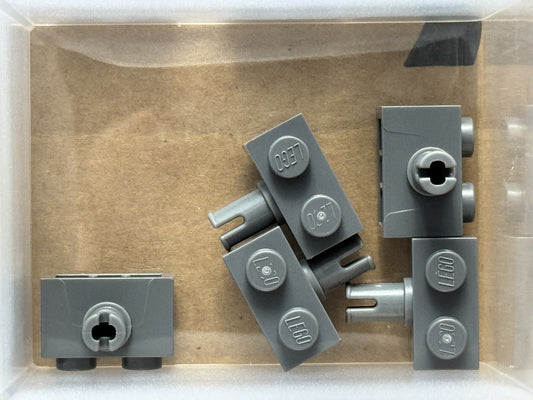 LEGO Parts - Dark Bluish Gray Brick 1 x 2 with Pin - No 44865 - QTY 5