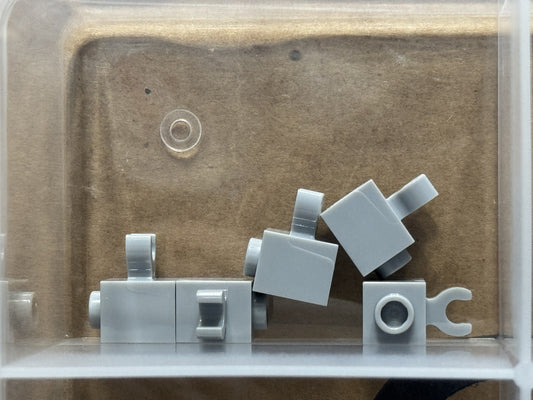 LEGO Parts - Light Bluish Gray Brick 1 x 1 with Open O Clip - No 60475b - QTY 5