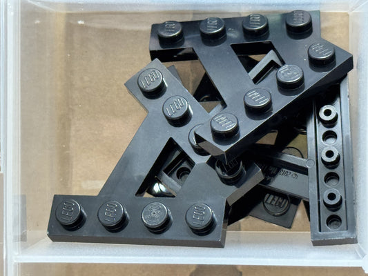 LEGO Parts - Black Wedge, Plate A-Shape 2 Rows of 4 Studs - No 15706 - QTY 5