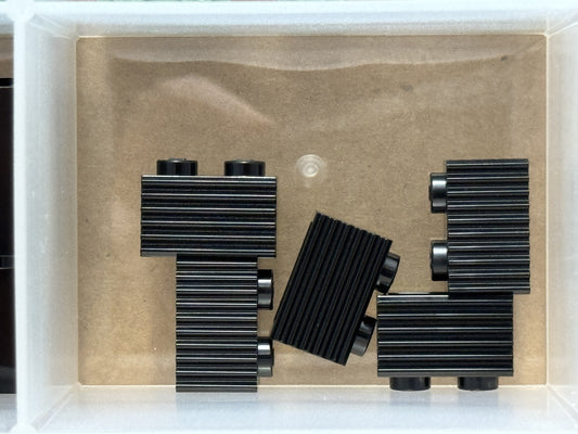 LEGO Parts - Black Brick 1 x 2 with Grille / Fluted Profile - No 2877 - QTY 5