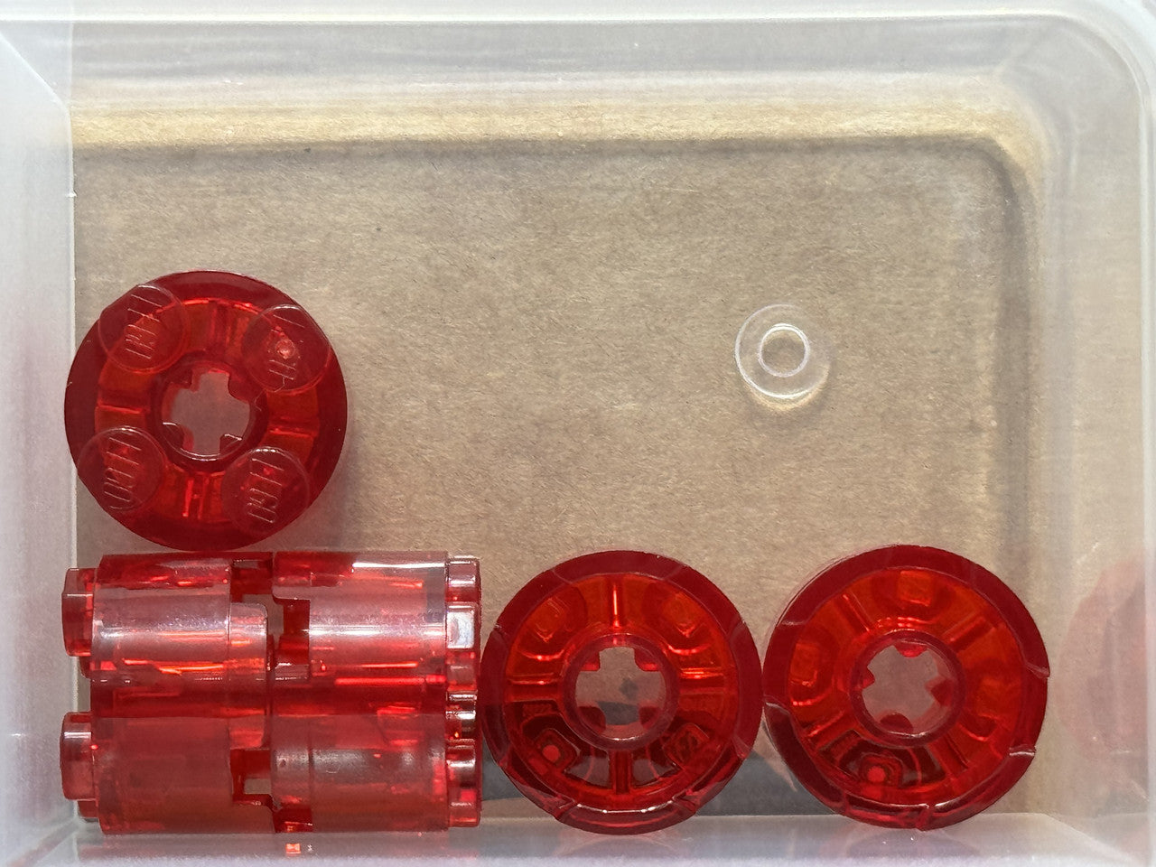 LEGO Parts - Trans-Red Brick, Round 2 x 2 with Axle Hole - No 3941 - QTY 5