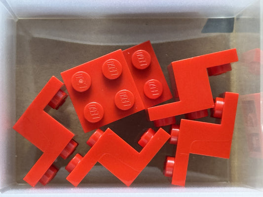 LEGO Parts - Red Bracket 3 x 2 x 1 1/3 with Bottom Tube - No 18671 - QTY 5