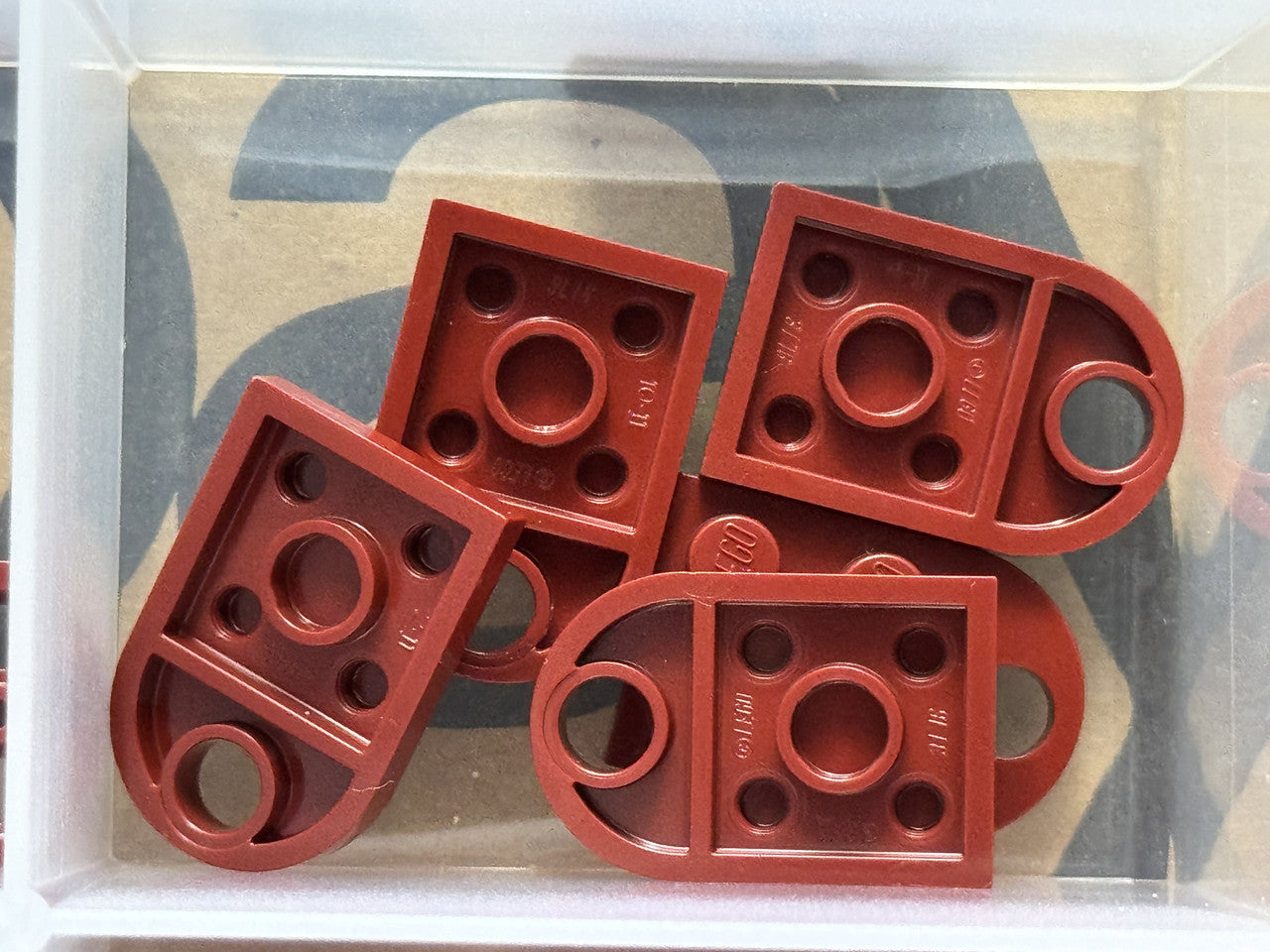 LEGO Parts - Dark Red Plate, Modified 2 x 3 with Hole - No 3176 - QTY 5