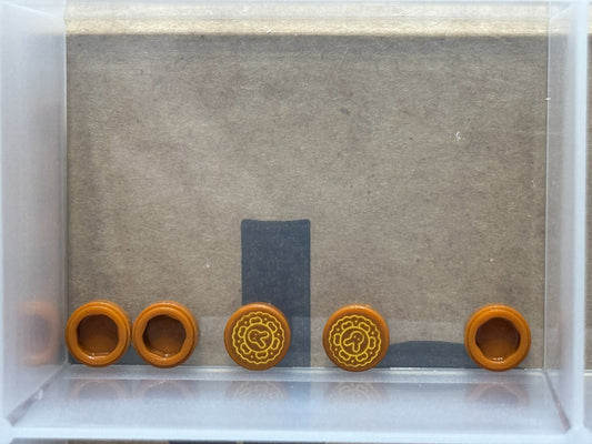 LEGO Parts - Dark Orange Tile, Round 1 x 1 Moon Cake - No 98138pb286 - QTY 5