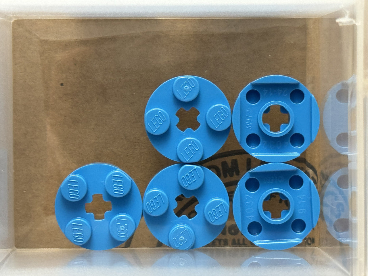 LEGO Parts - Dark Azure Plate, Round 2 x 2 with Axle Hole - No 4032 - QTY 5