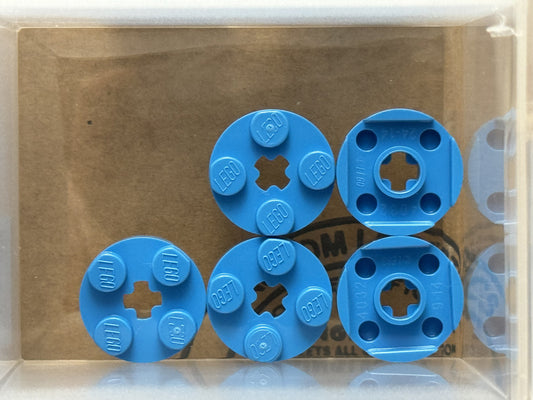 LEGO Parts - Dark Azure Plate, Round 2 x 2 with Axle Hole - No 4032 - QTY 5