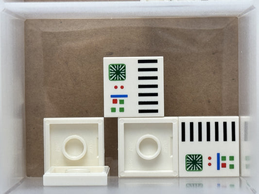 LEGO Parts - White Tile 2 x 2 with Computer Panel - No 3068pb2031 - QTY 5
