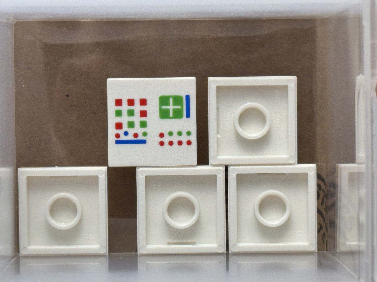 LEGO Parts - White Tile 2 x 2 with Computer Console - No 3068pb2032 - QTY 5