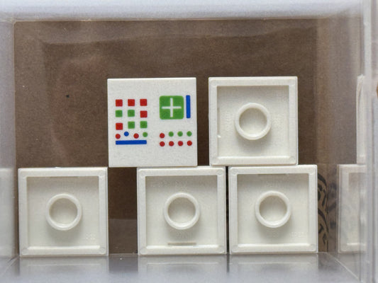 LEGO Parts - White Tile 2 x 2 with Computer Console - No 3068pb2032 - QTY 5