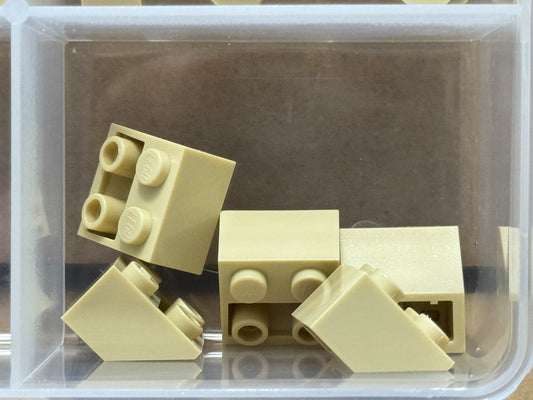 LEGO Parts - Tan Slope, Inverted 45 2 x 2 with Flat Bottom Pin - No 3660 - QTY 5