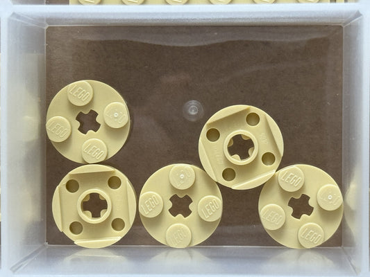 LEGO Parts - Tan Plate, Round 2 x 2 with Axle Hole - No 4032 - QTY 5
