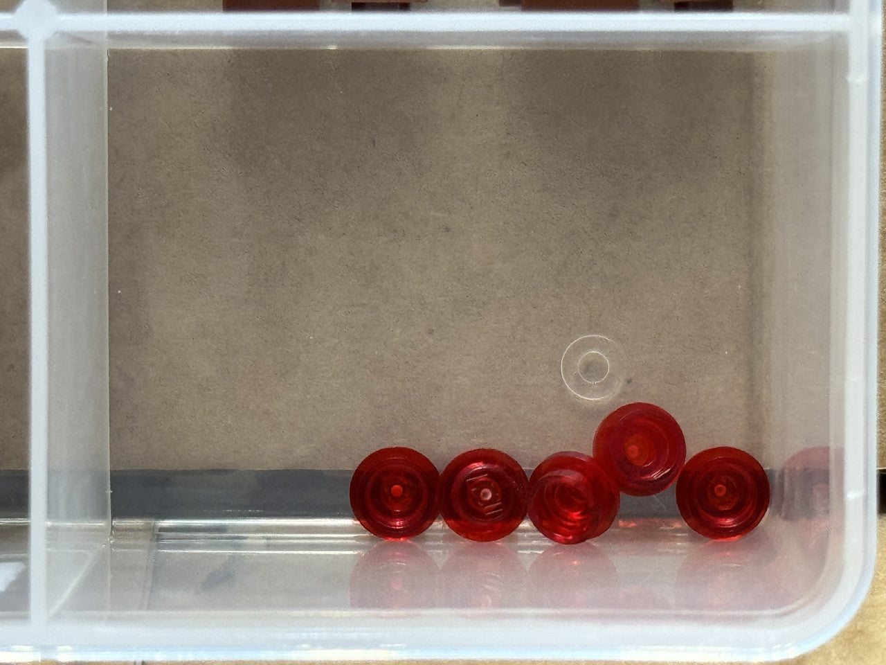 LEGO Parts - Trans-Red Plate, Round 1 x 1 - No 4073 - QTY 5