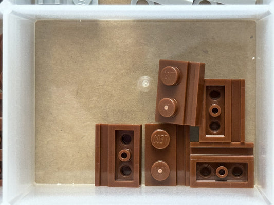 LEGO Parts - Reddish Brown Plate 1 x 2 with Door Rail - No 32028 - QTY 5