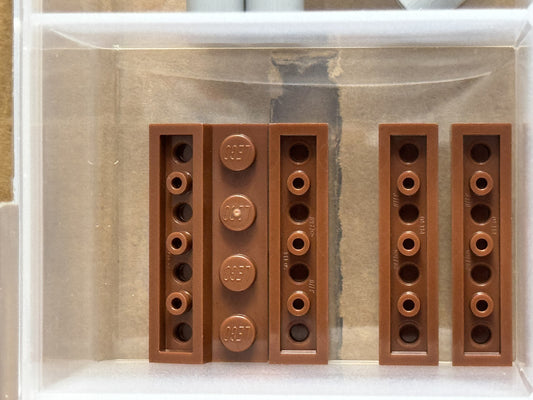 LEGO Parts - Reddish Brown Plate 1 x 4 - No 3710 - QTY 5