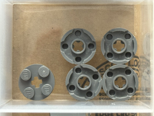 LEGO Parts - Dark Bluish Gray Plate, Round 2 x 2 Axle Hole - No 4032 - QTY 5