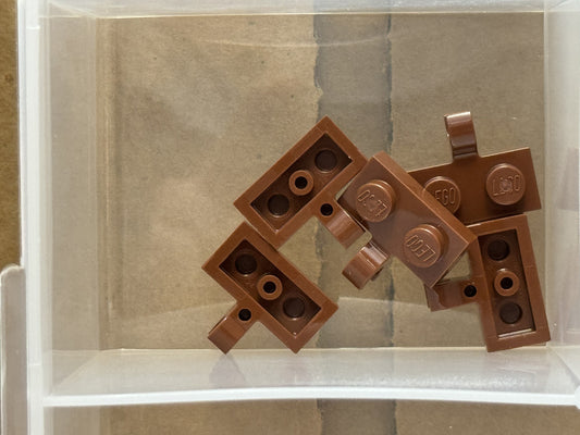 LEGO Parts - Reddish Brown Plate 1 x 2 with Clip on Side - No 11476 - QTY 5
