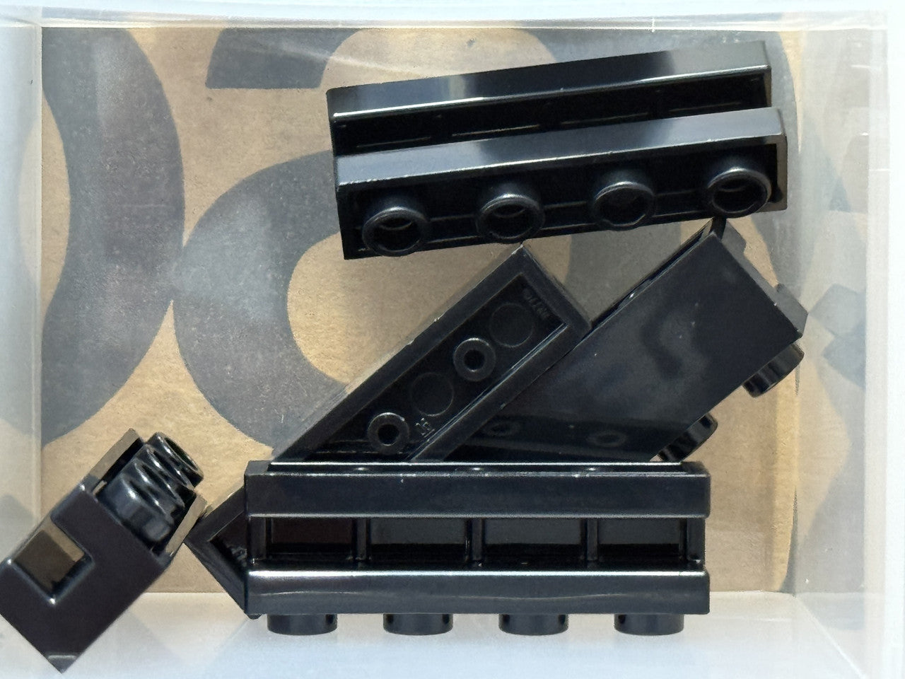 LEGO Parts - Black Brick, Modified 1 x 4 with Channel - No 2653 - QTY 5