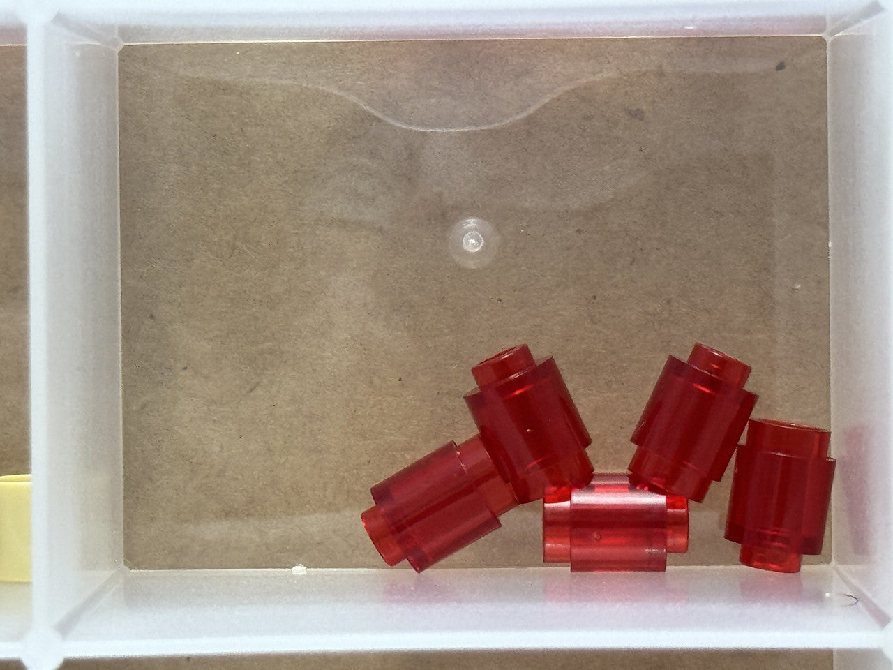 LEGO Parts - Trans-Red Brick, Round 1 x 1 - No 3062 - QTY 5