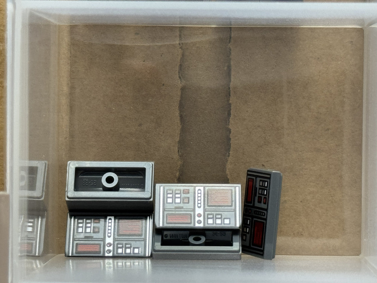 LEGO Parts - Dark Bluish Gray Slope 30 1 x 2 Red Screens - No 85984pb127 - QTY 5