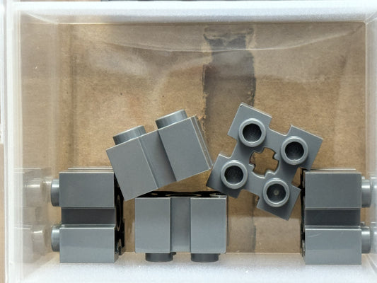 LEGO Parts - Dark Bluish Gray Brick 2 x 2 Channels Axle Hole - No 90258 - QTY 5