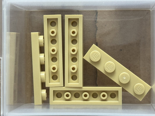 LEGO Parts - Tan Plate 1 x 4 - No 3710 - QTY 5