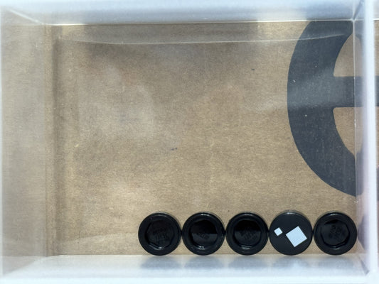 LEGO Parts - Black Tile, Round 1 x 1 2 White Squares - No 98138pb072 - QTY 5