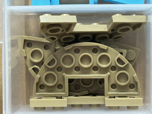 LEGO Parts - Dark Tan Plate, Round Half 3 x 6 1 x 2 Cutout - No 18646 - QTY 5