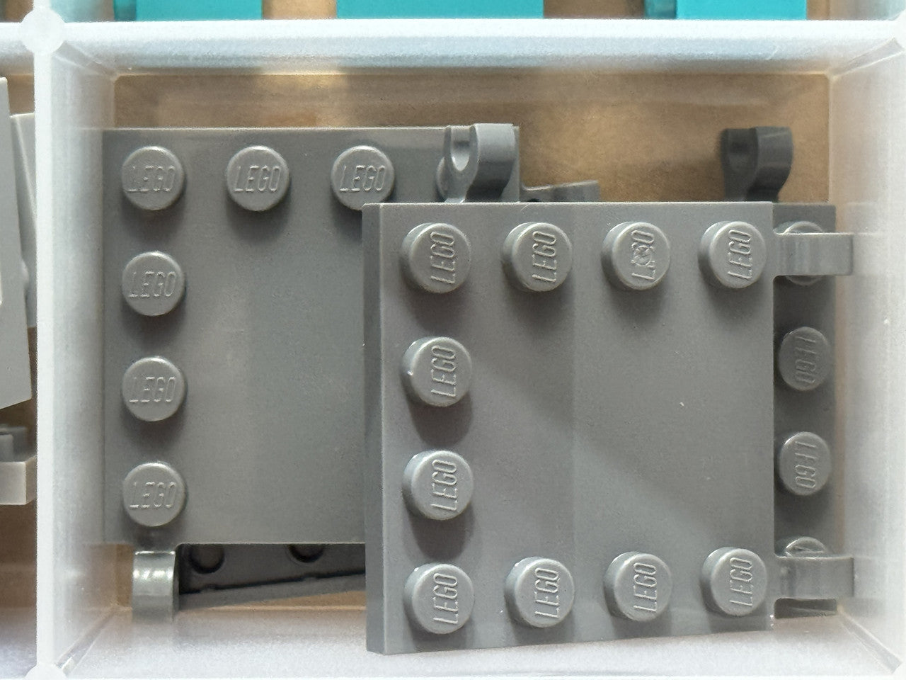 LEGO Parts - Dark Bluish Gray Tile 4 x 4 Studs Edges 2 Clips - No 66252 - QTY 5