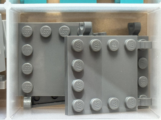 LEGO Parts - Dark Bluish Gray Tile 4 x 4 Studs Edges 2 Clips - No 66252 - QTY 5