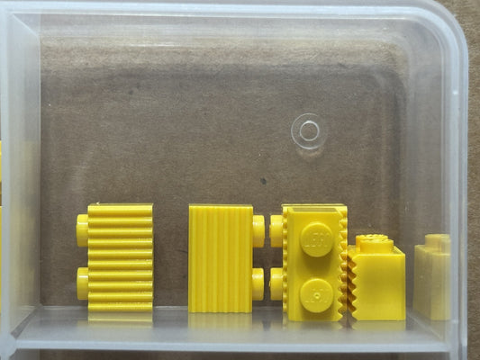 LEGO Parts - Yellow Brick 1 x 2 with Grille / Fluted Profile - No 2877 - QTY 5