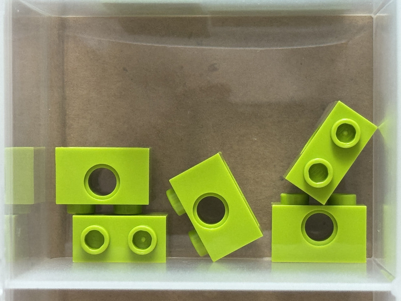 LEGO Parts - Lime Technic, Brick 1 x 2 with Hole - No 3700 - QTY 5