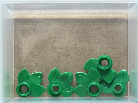 LEGO Parts - Green Plant Plate, Round 1 x 1 3 Layered Leaves - No 32607 - QTY 5