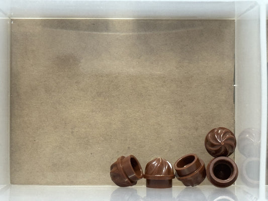 LEGO Parts - Reddish Brown Plate, Round 1 x 1 Vertical Swirl - No 15470 - QTY 5