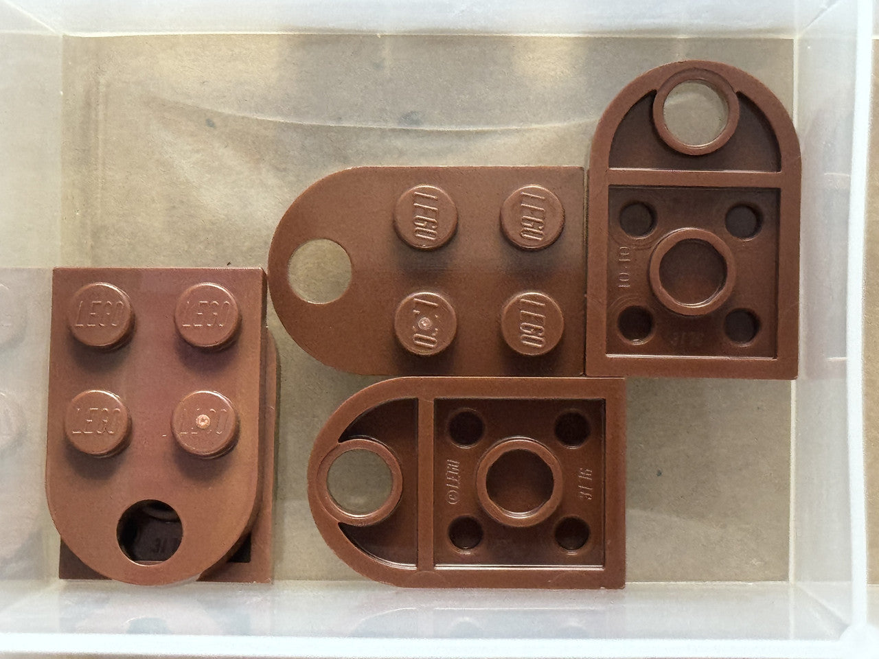 LEGO Parts - Reddish Brown Plate, Modified 2 x 3 with Hole - No 3176 - QTY 5
